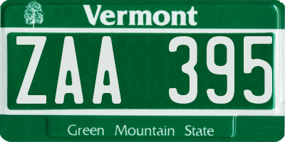 VT license plate ZAA395
