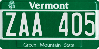 VT license plate ZAA405
