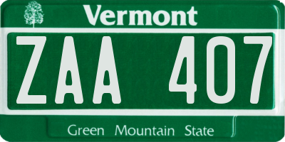VT license plate ZAA407
