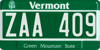VT license plate ZAA409