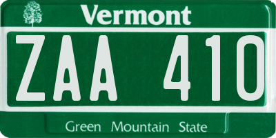 VT license plate ZAA410