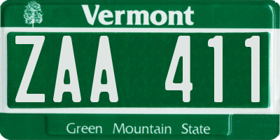 VT license plate ZAA411