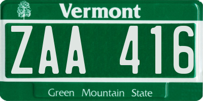 VT license plate ZAA416