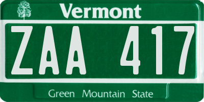 VT license plate ZAA417