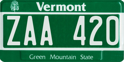 VT license plate ZAA420