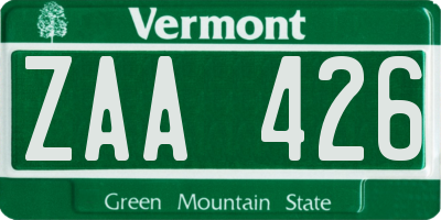 VT license plate ZAA426