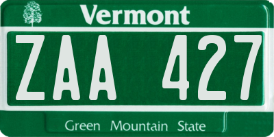VT license plate ZAA427