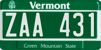 VT license plate ZAA431