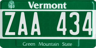 VT license plate ZAA434