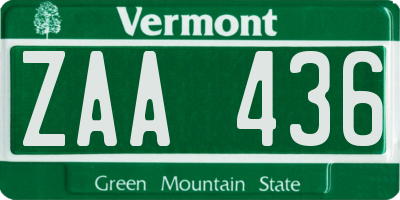 VT license plate ZAA436