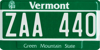 VT license plate ZAA440