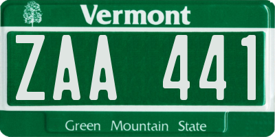 VT license plate ZAA441