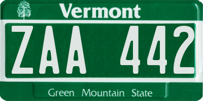 VT license plate ZAA442