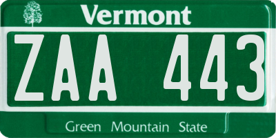VT license plate ZAA443