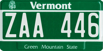 VT license plate ZAA446