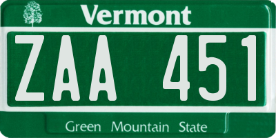 VT license plate ZAA451