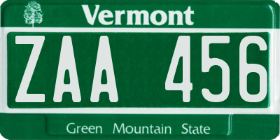VT license plate ZAA456