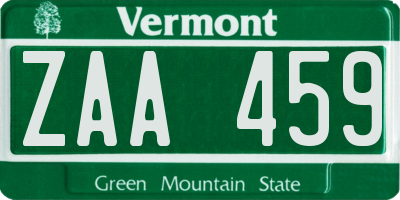 VT license plate ZAA459