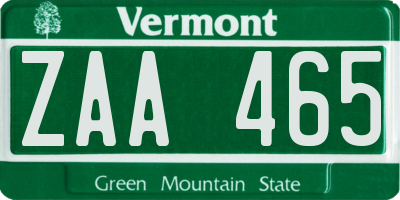 VT license plate ZAA465