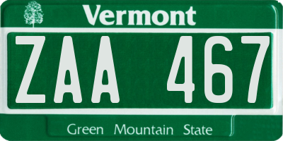 VT license plate ZAA467