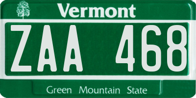 VT license plate ZAA468