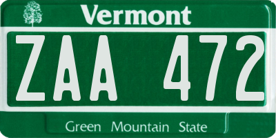 VT license plate ZAA472