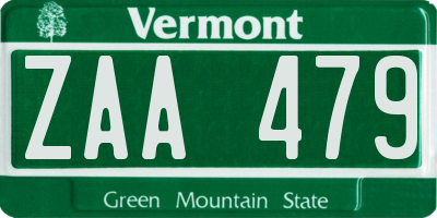 VT license plate ZAA479