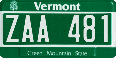 VT license plate ZAA481