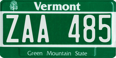 VT license plate ZAA485
