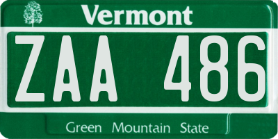 VT license plate ZAA486