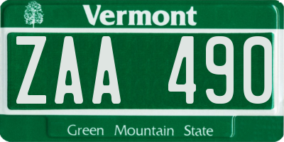 VT license plate ZAA490