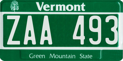 VT license plate ZAA493