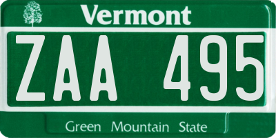 VT license plate ZAA495