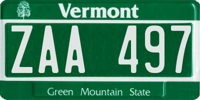VT license plate ZAA497