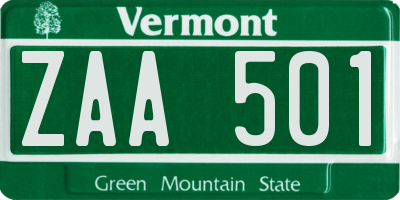 VT license plate ZAA501