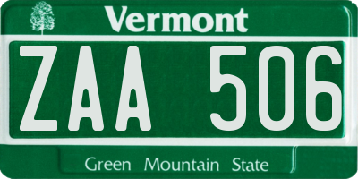 VT license plate ZAA506