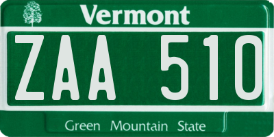 VT license plate ZAA510