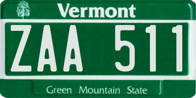 VT license plate ZAA511