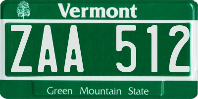 VT license plate ZAA512