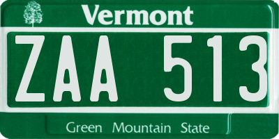VT license plate ZAA513
