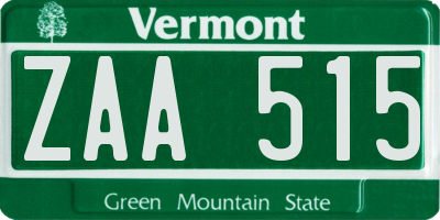 VT license plate ZAA515