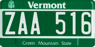 VT license plate ZAA516