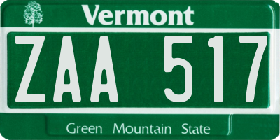 VT license plate ZAA517