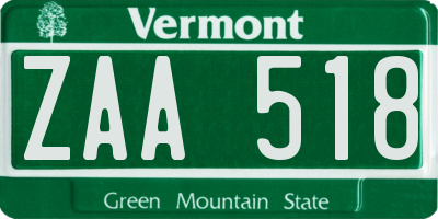 VT license plate ZAA518
