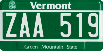 VT license plate ZAA519