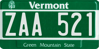 VT license plate ZAA521