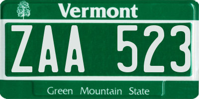 VT license plate ZAA523