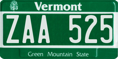 VT license plate ZAA525