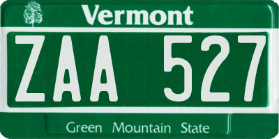 VT license plate ZAA527