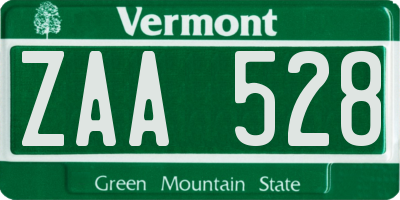 VT license plate ZAA528